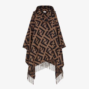 fendi poncho with hood|fendi poncho long fur cape.